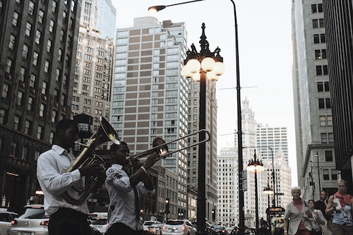 Band playing on Chicago street